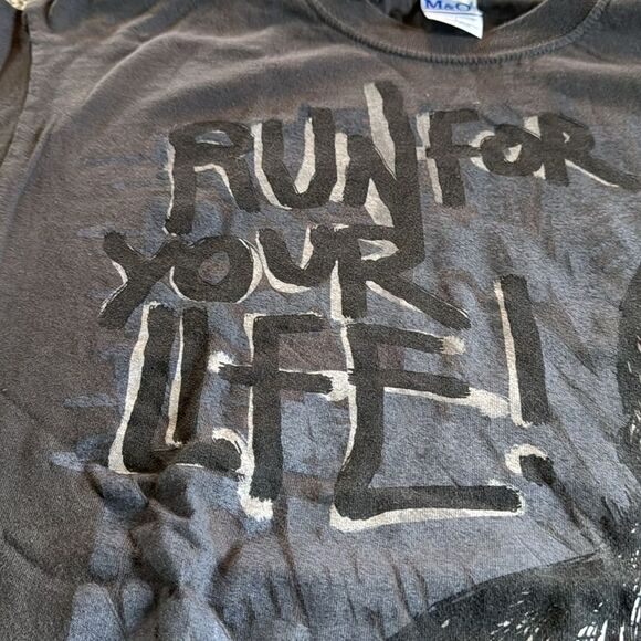 VTG run for your life zombie tee size L on M&O tag made in Mexico - Picture 3 of 7